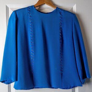 Vintage Sansappelle Blue Silk Embellished Top